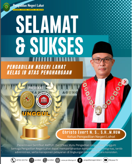 PN Lahat Terima Sertifikat AMPUH dari Ketua Mahkamah Agung